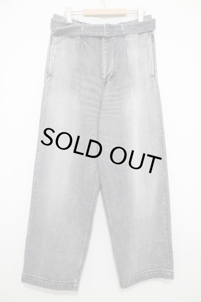 画像1: Graphpaper (グラフペーパー)    Selvage Denim Belted Pants / セルヴィッチデニム ベルテッドパンツ - BLACK (1)