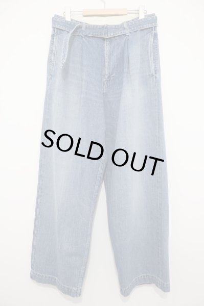 画像1: Graphpaper (グラフペーパー)    Selvage Denim Belted Pants / セルヴィッチデニム ベルテッドパンツ - INDIGO (1)