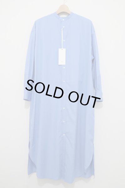 画像1: Graphpaper  women's (グラフペーパー ウィメンズ)    High Count Broad Oversized Band Collar Shirt Dress / ハイカウントブロード オーバーサイズドバンドカラーシャツドレス - BLUE (1)