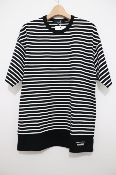 画像1: COMME des GARCONS HOMME (コムデギャルソンオム)　   綿天竺 ボーダー切替え TEE (1)