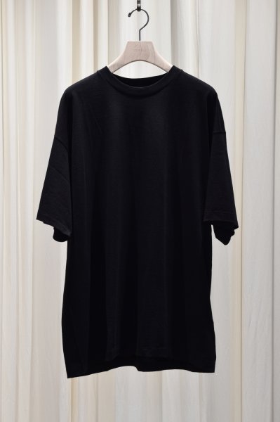 画像1: COMOLI (コモリ)  　コットンジャージ 半袖Tシャツ - BLACK (1)