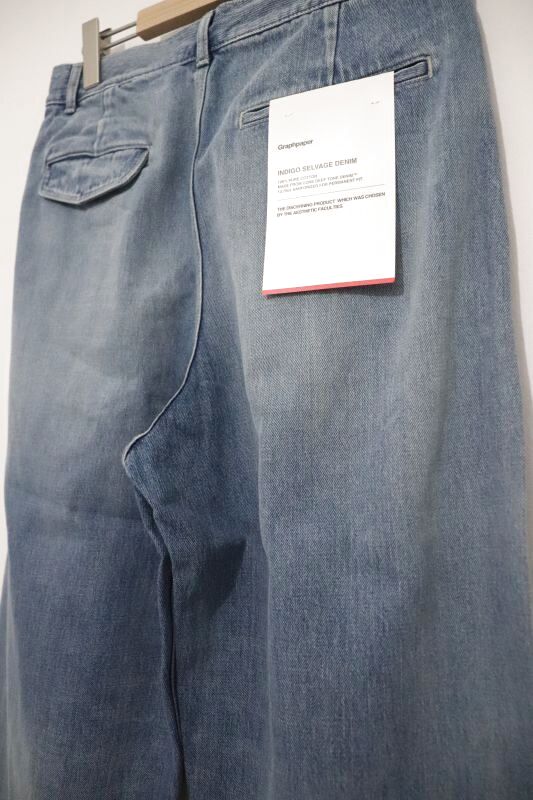 Graphpaper (グラフペーパー) Selvage Denim Two Tuck Pants / セルヴィッチデニム 2タックパンツ  Graphpaper