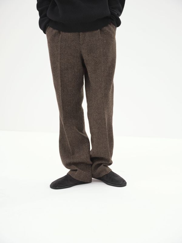 AURALEE (オーラリー) LAMA SHETLAND WOOL TWEED SLACKS / ラマシェットランド ウールツイードスラックス -  BROWN AURALEE