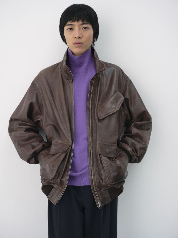 AURALEE (オーラリー) HEAVY LAMB LEATHER ZIP BLOUSON / ヘヴィーラムレザージップブルゾン AURALEE