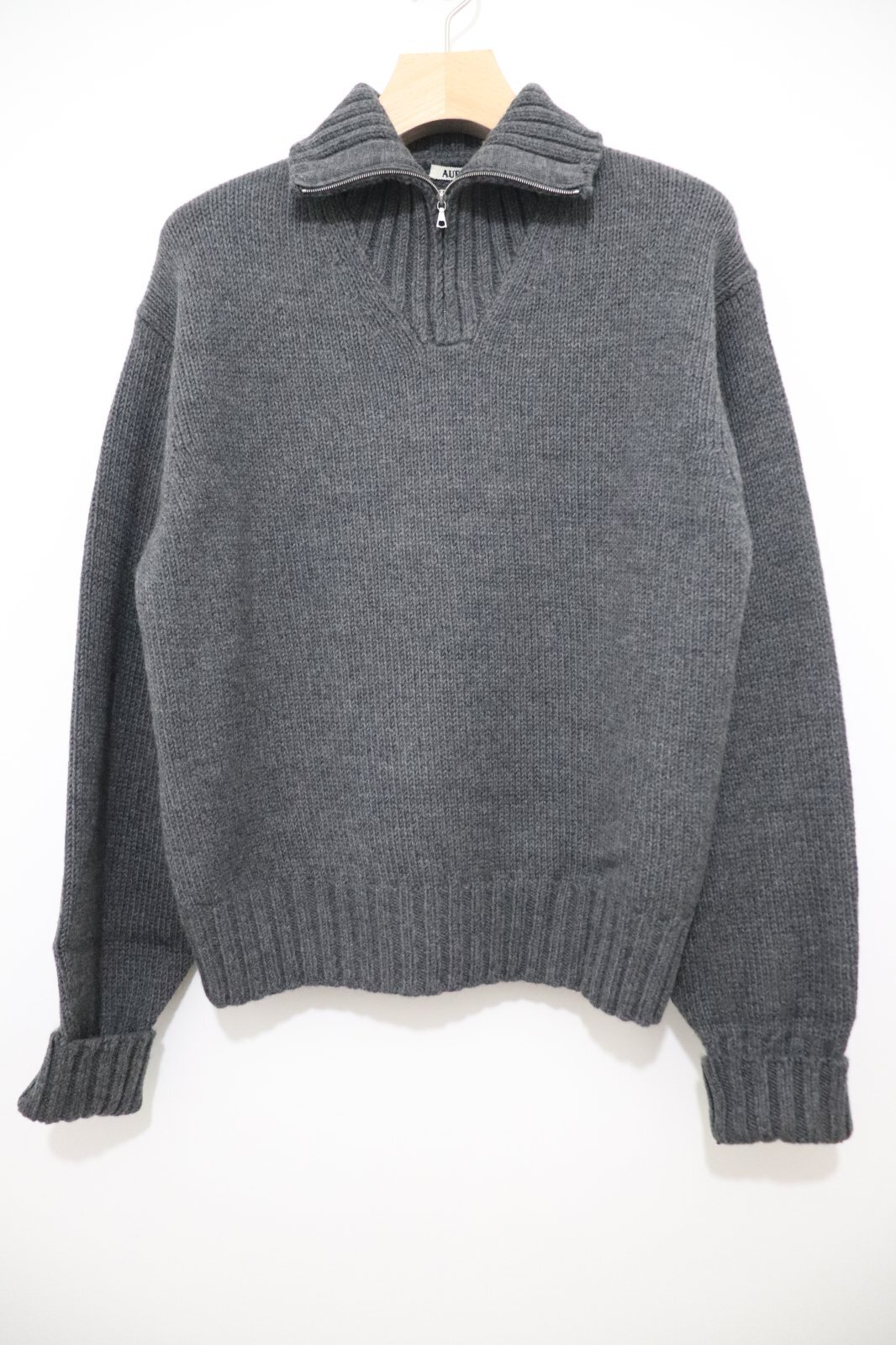 AURALEE (オーラリー) WOOL SOFT CORD KNIT HALF ZIP P/O / ウールソフトコードニット  ハーフジッププルオーバー AURALEE