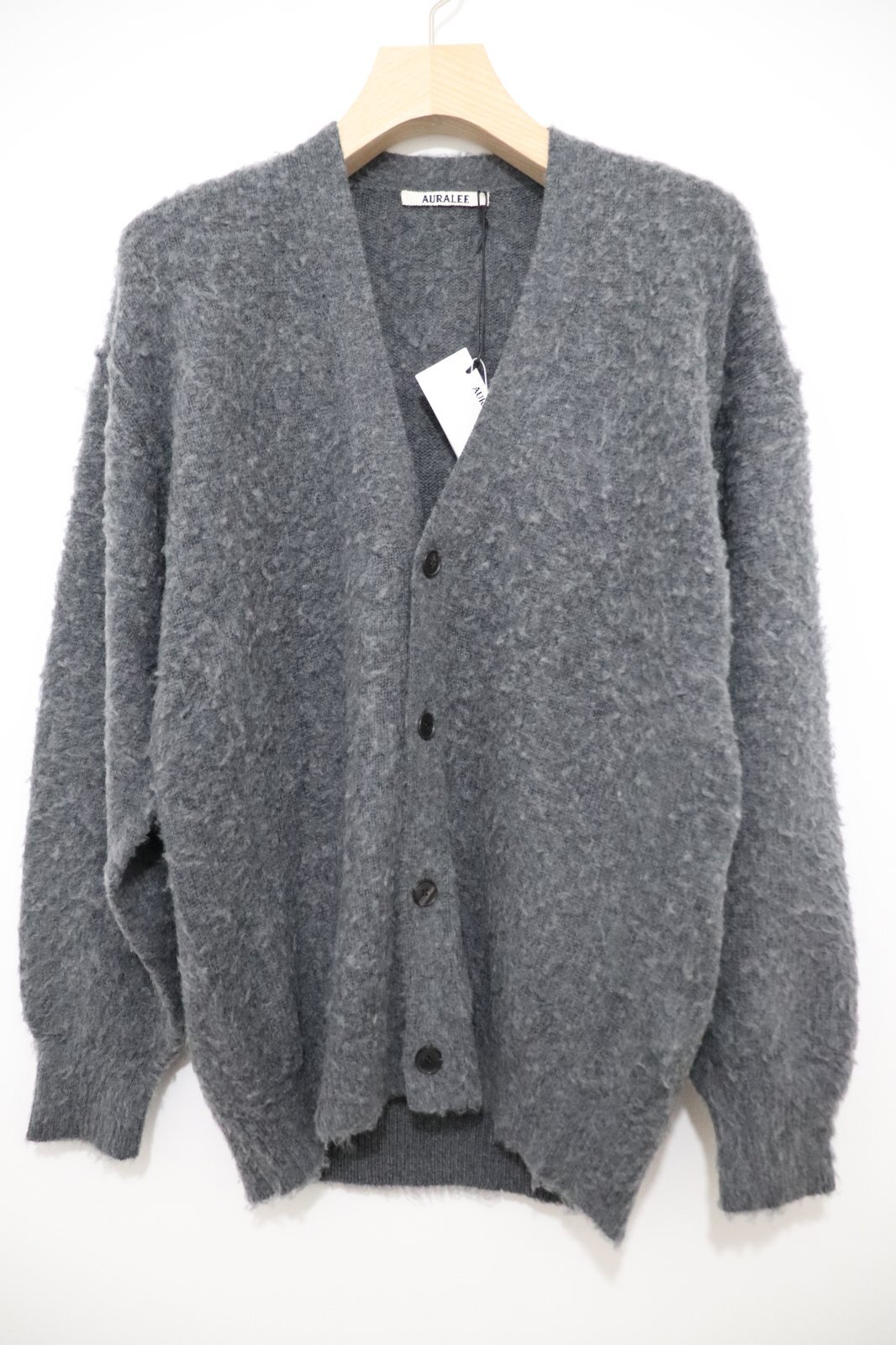 AURALEE (オーラリー) BRUSHED WOOL CASHMERE SILK KNIT CARDIGAN / ブラッシュドウール カシミヤシルク ニットカーディガン - GRAY AURALEE