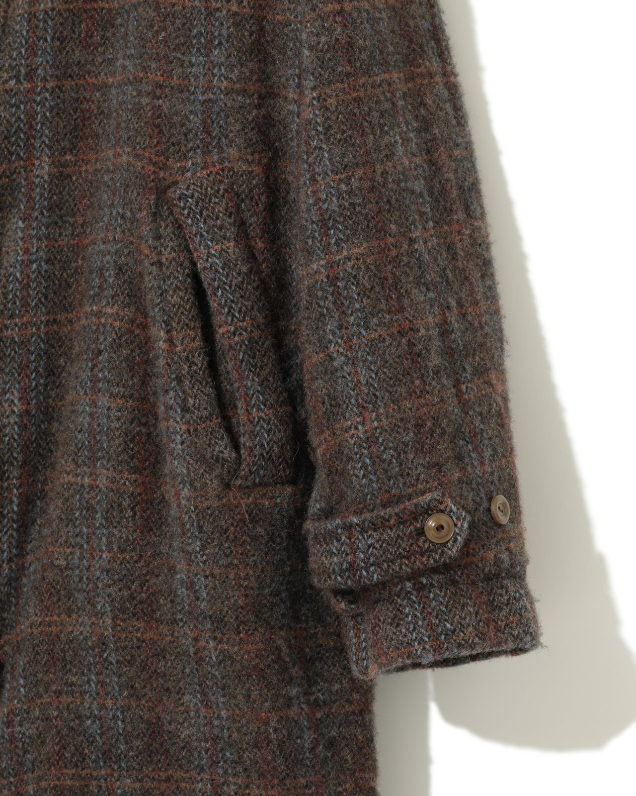 アンダーカバー 96aw レザー切り替え クロス柄ウールステンカラーコート UNDERCOVER (アンダーカバー) 縮絨ウールチェックステンカラー